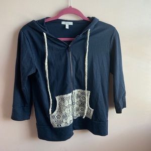 Delia’s Lace Navy Blue Zip Up Hoodie